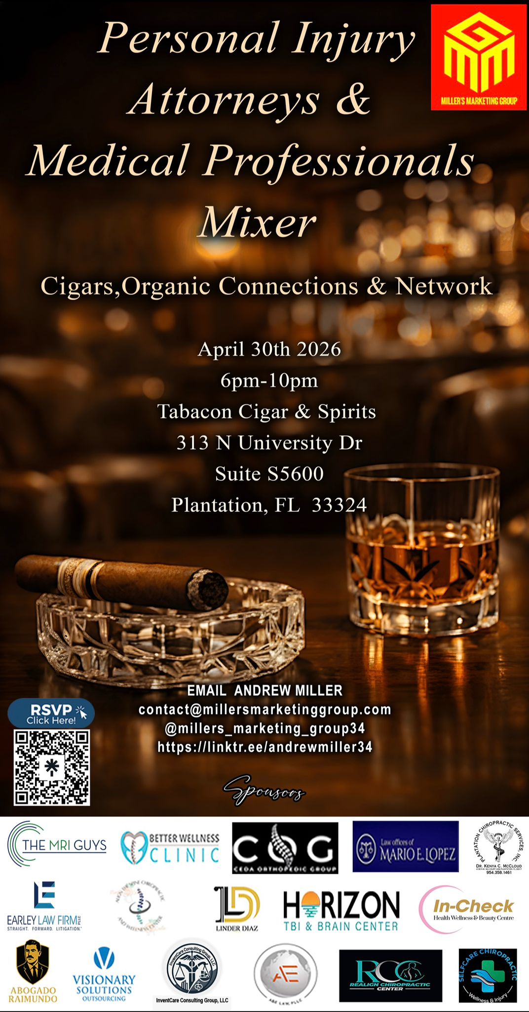 Flyer for the April 30, 2026 Personal Injury Attorneys and Medical Professionals Mixer
