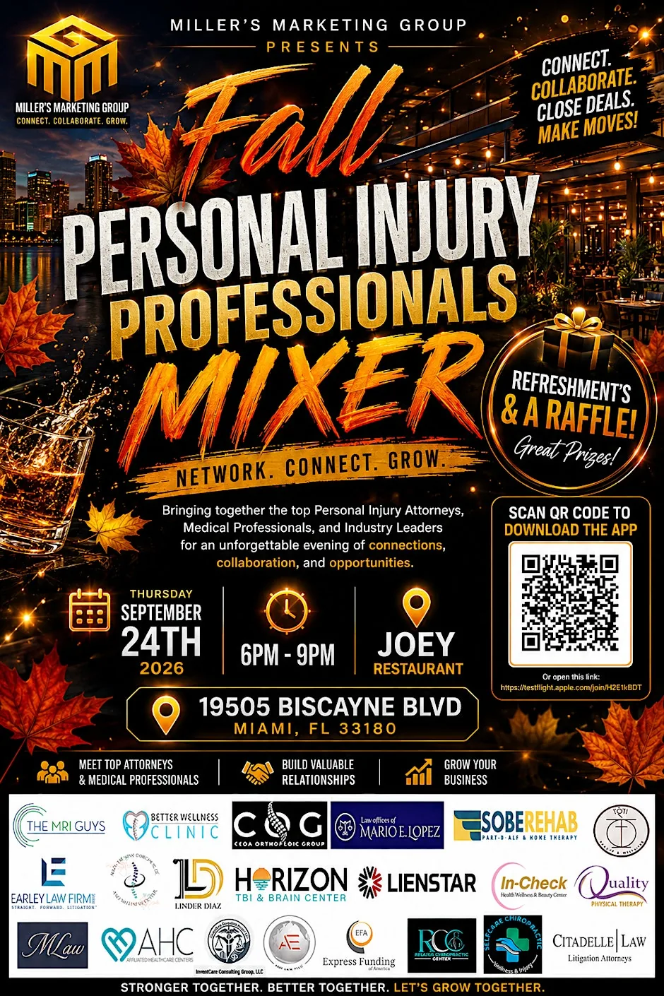 Fall Personal Injury Professionals Mixer flyer